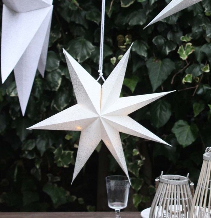 45 cm White with Silver Edge Light up Paper Star by Biggie Best