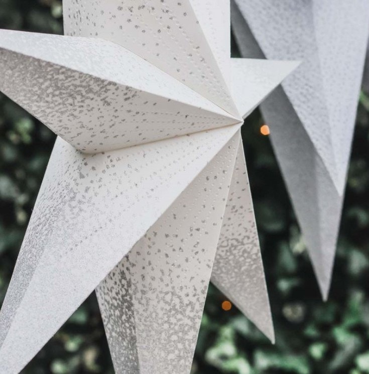 60 cm White with Silver Edges Light up Paper Star by Biggie Best