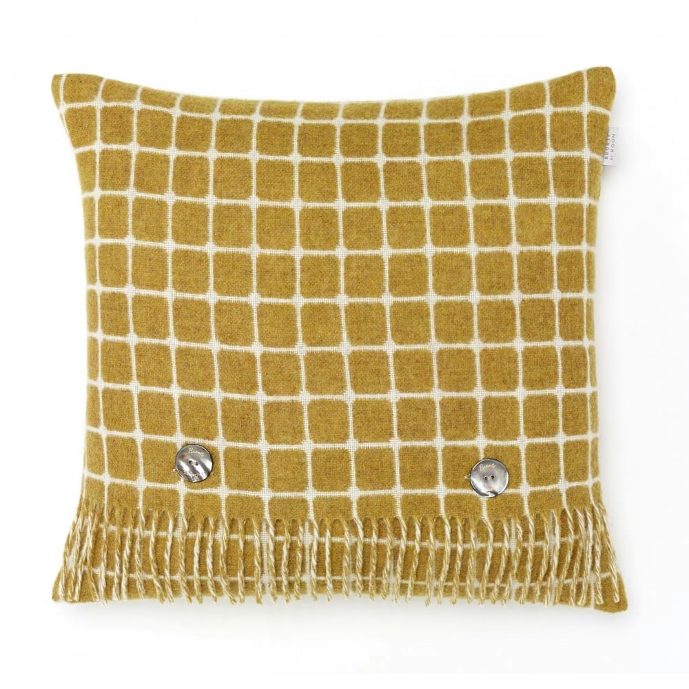Gold Luxury Athens Check Merino Lambswool Cushion by Bronte by Moon