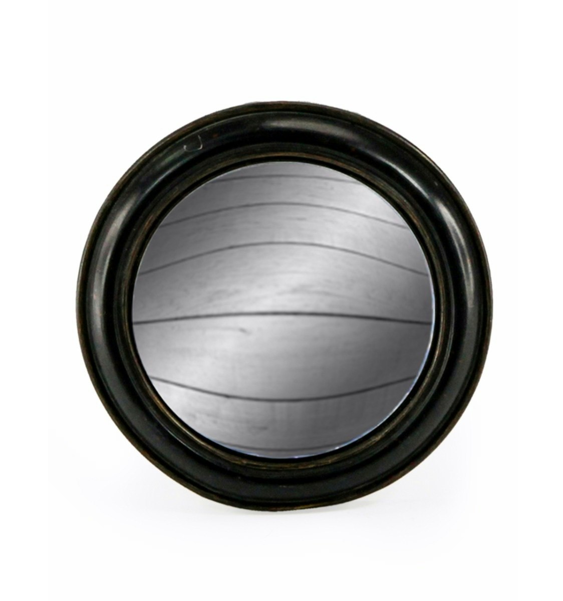 Black Rounded Framed Medium Convex Mirror by White Mint