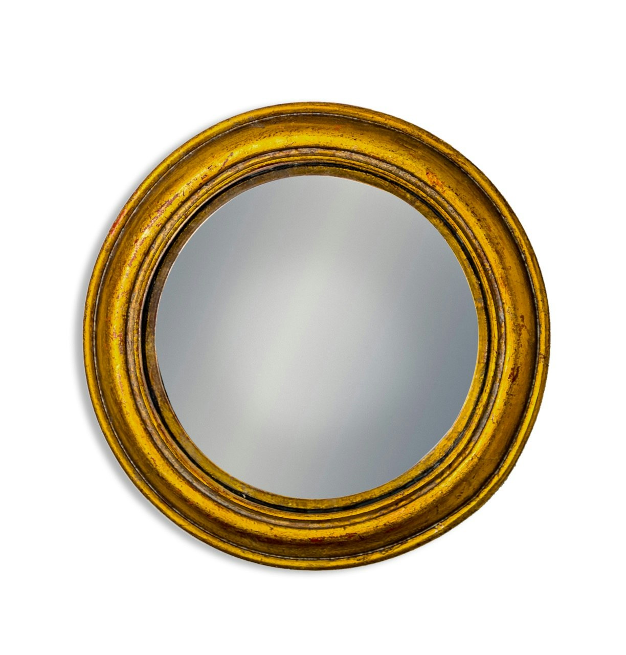 Antiqued Gold Rounded Framed Medium Convex Mirror by White Mint