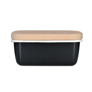 Charcoal Grey Enamel Butter Dish by Garden Trading
