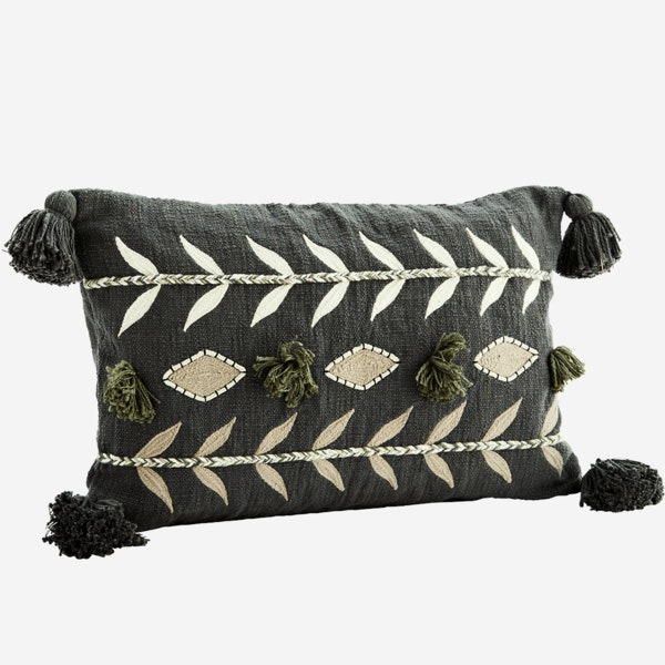 Embroidered Cushion Cover W Tassels by Madam Stoltz