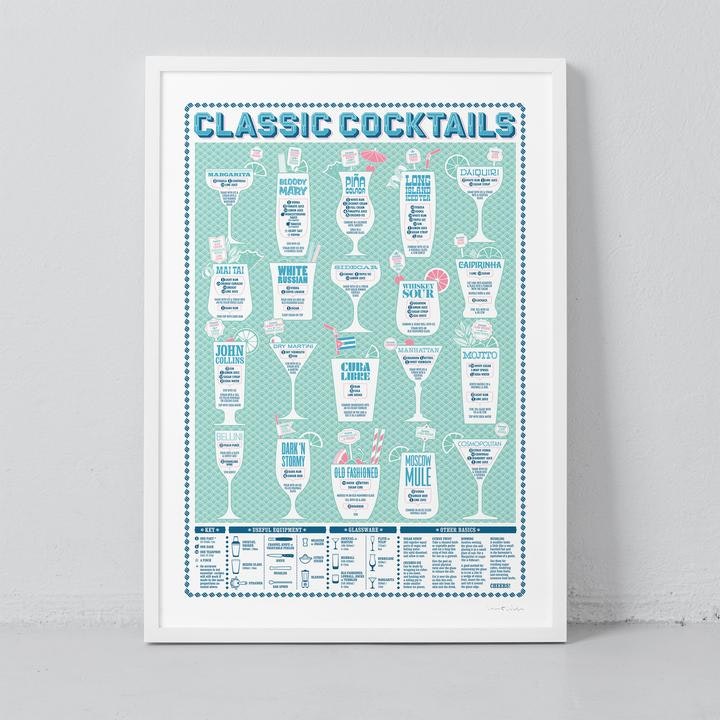 Classic Cocktails Print by Stuart Gardiner Design