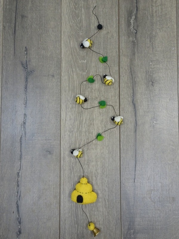 Felt Beehive and Bees Garland by Gringo