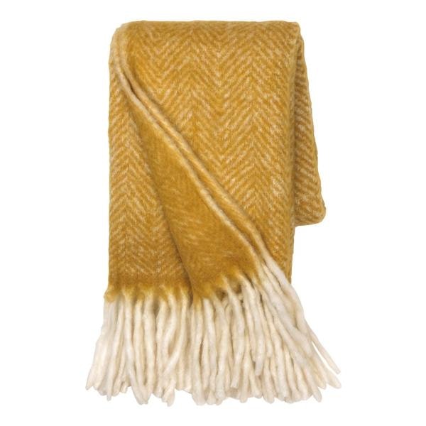 Mohair Wool Blend Throw In Mustard by Cozy Living