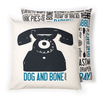 43 x 43cm Dog and Bone Cushion by Victoria Eggs