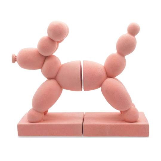 Pink Flocked Balloon Dog Bookends by Loco Lama