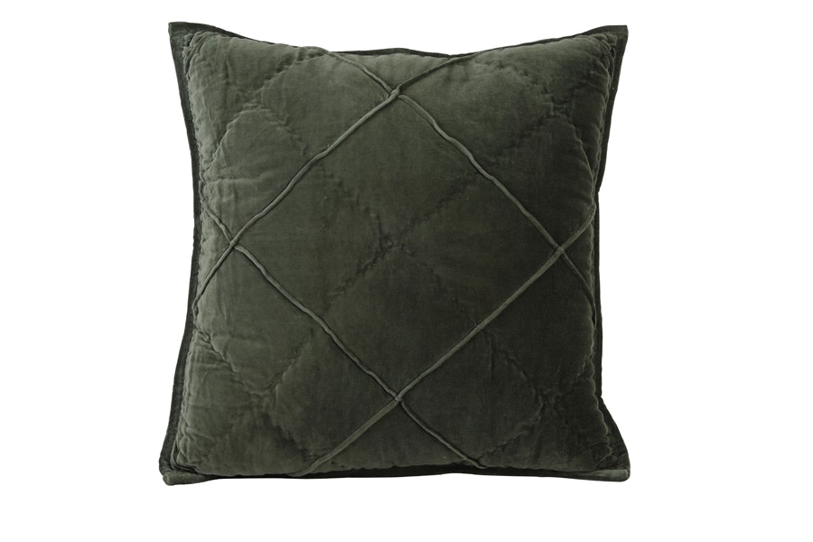 Army Green Velvet Diamond Cushion by Light & Living