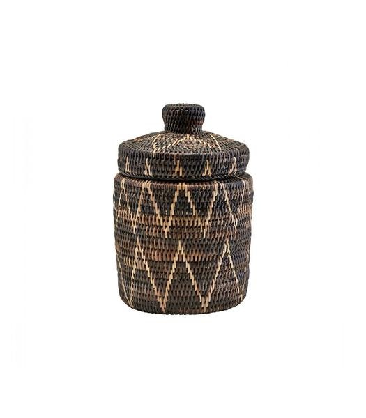 Storage W Lid Boylo Black Natural by House Doctor