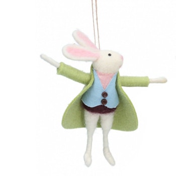 Felt Bunny in Coat Easter Tree Decoration by Gisela Graham
