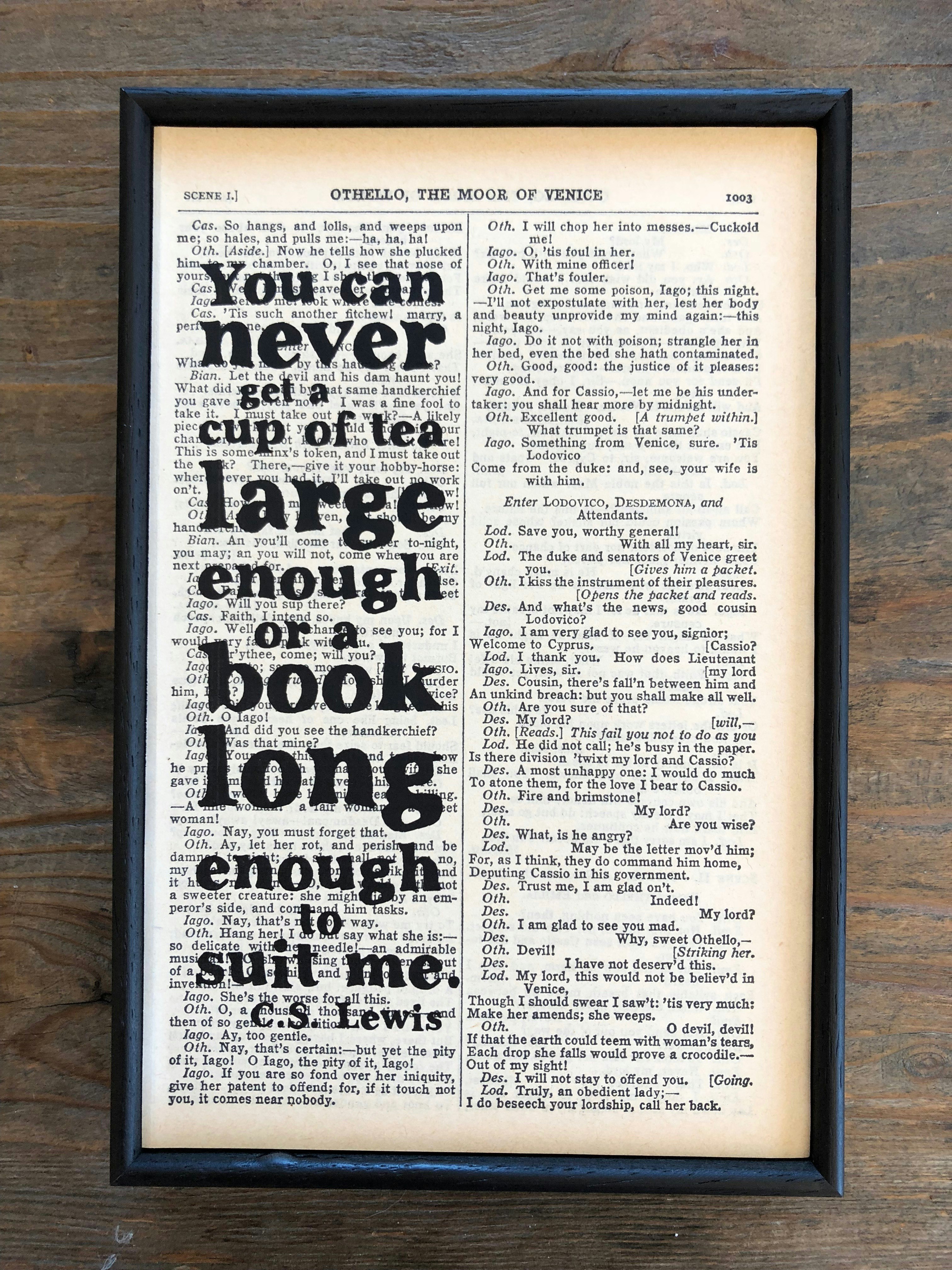 C.S. Lewis Cup of Tea Large Enough Book Page Print by