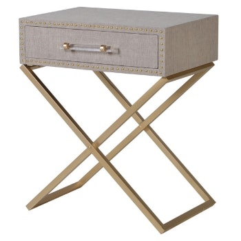 Cross Legged Bedside Table with Drawer by