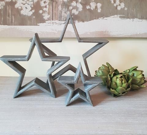 Set of 3 Grey Mantel Stars by Retreat Home