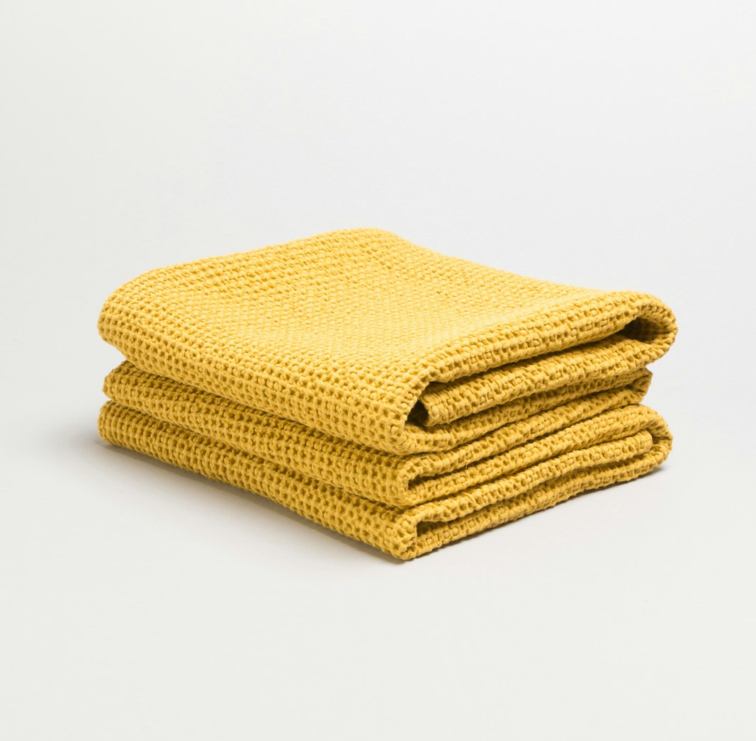 Maia Waffle Throw Badiane Mustard by Vivaraise