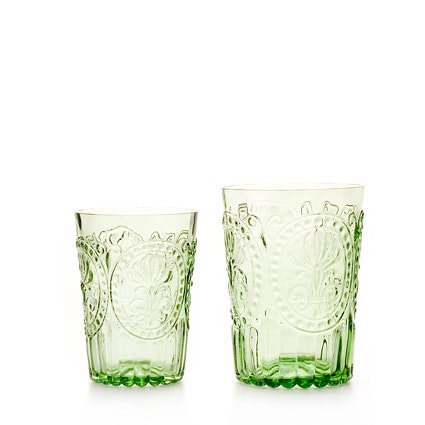 Fleur-de-lis Green Glass Tumbler Large by Van Verre