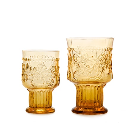 Fleur-de-lis Amber Glass Goblet Regular by Van Verre