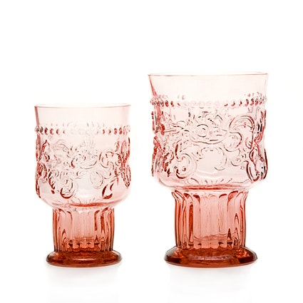 Fleur-de-lis Pink Glass Goblet Large by Van Verre