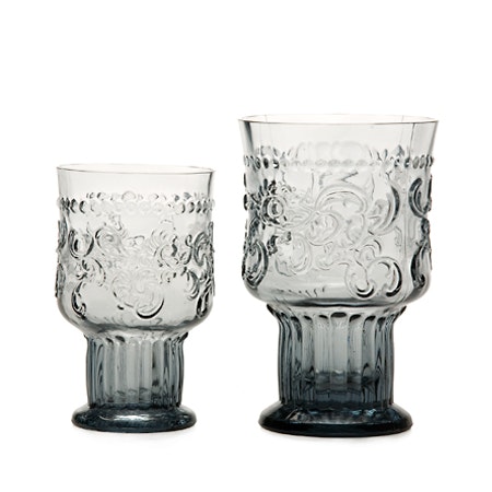 Fleur-de-lis Grey Glass Goblet Large by Van Verre
