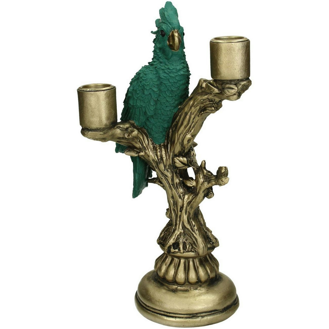 Green Cockatoo Double Candlestick by The Libra Company