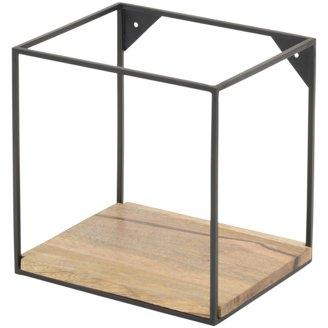 Kempsey Wood and Iron Small Single Shelf Wall Unit by The Libra Company