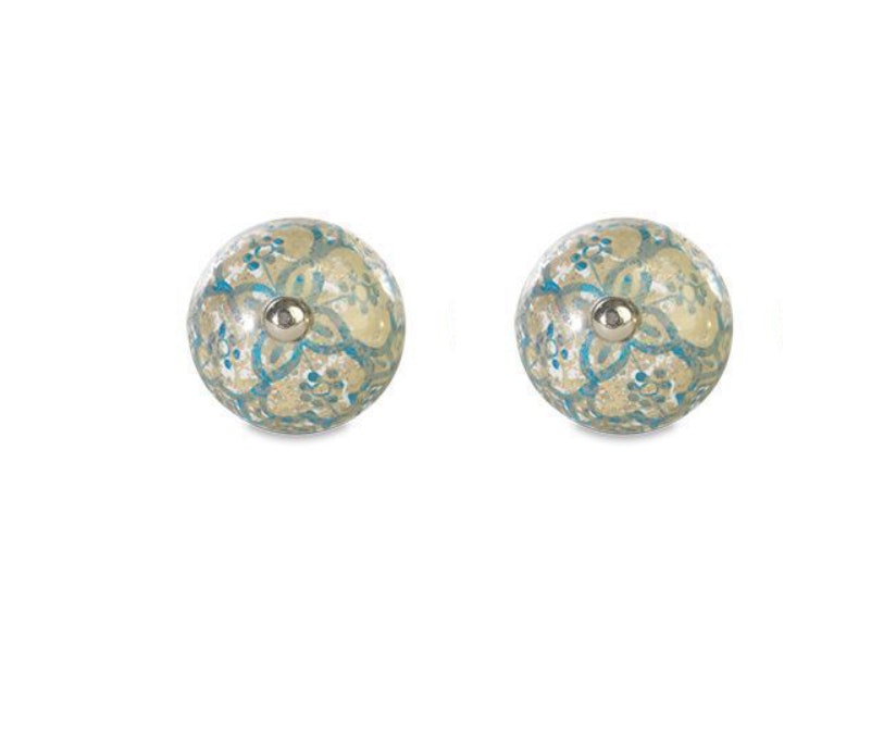 Set of 2 Marot Blue Guilded Vintage Ceramic Knob by Nkuku