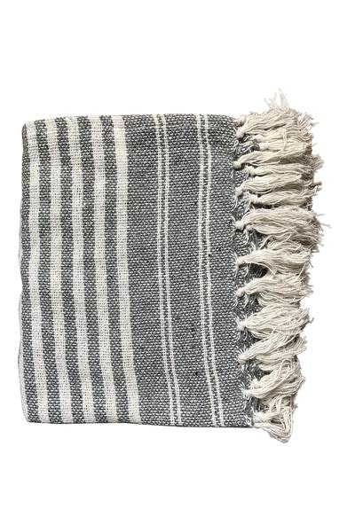 Cotton Throw Grey Off White by Maitri