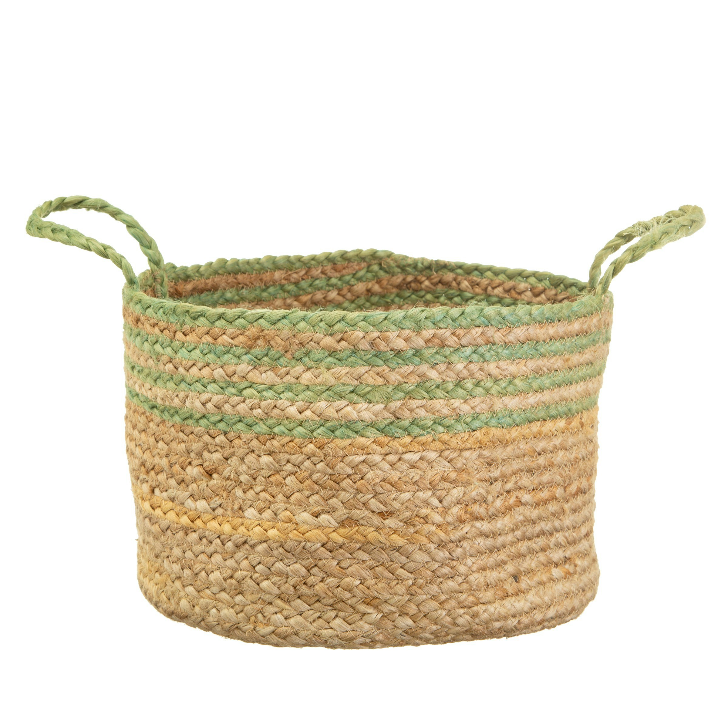 Green Stripe Jute Storage Basket by Sass & Belle
