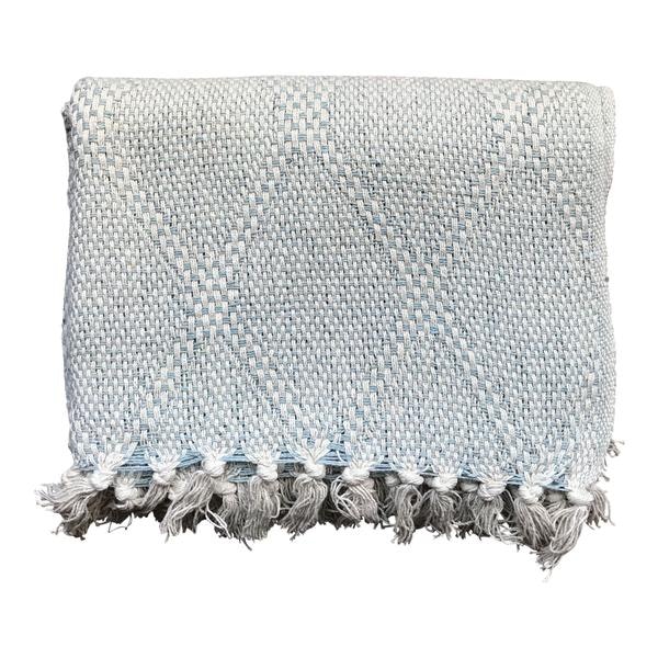 Cotton Throw Aqua Harlequin by Maitri
