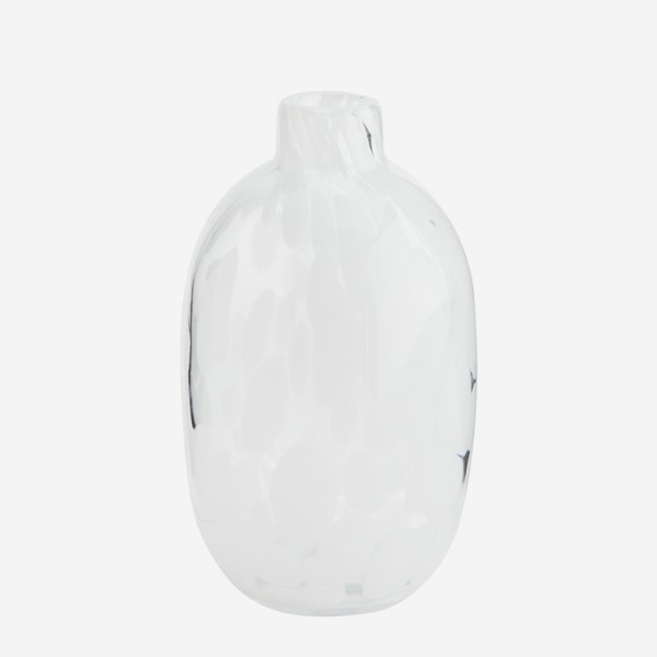 White Mottled Clear Glass Vase by Madam Stoltz