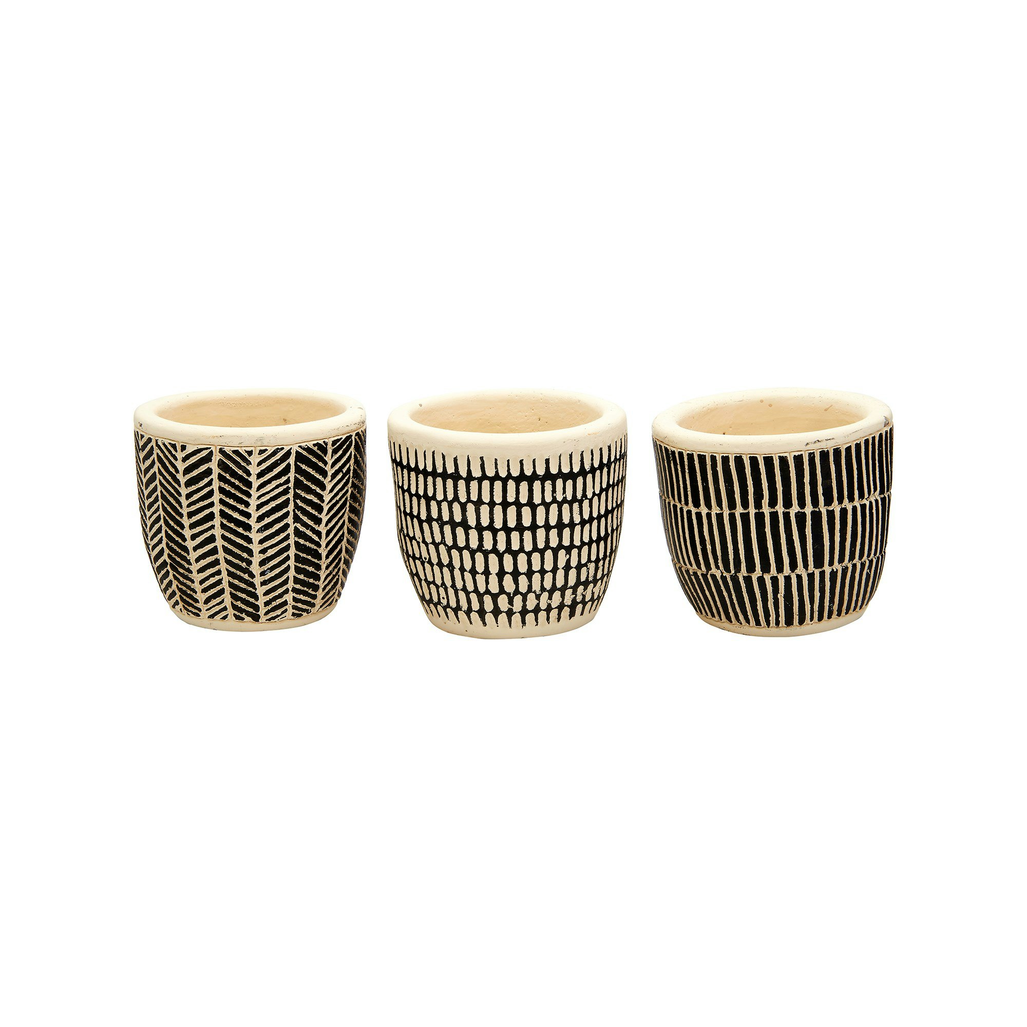 Black and Cream Boho Mini Cement Planters by Sass & Belle