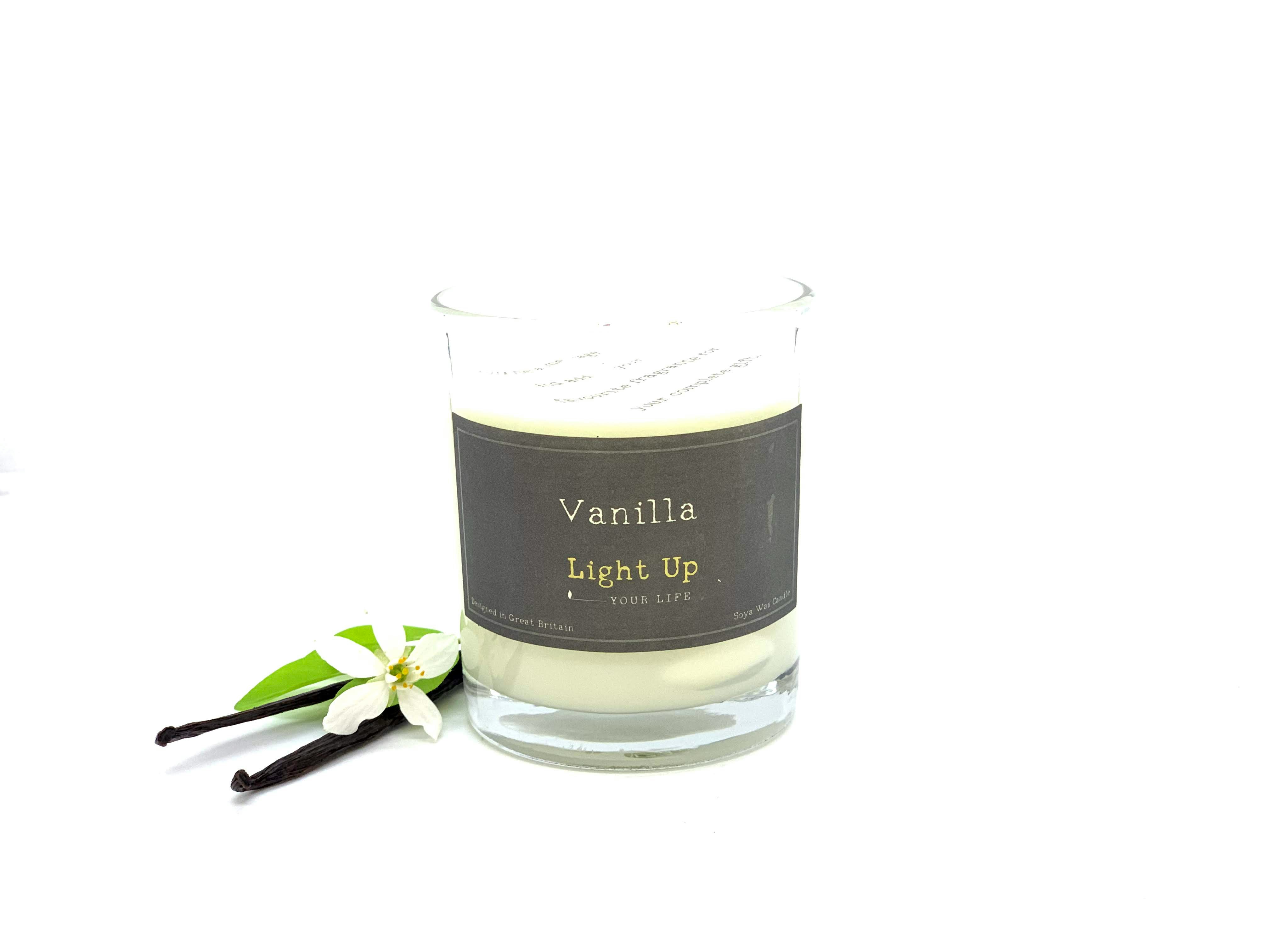 Vanilla Scented Glass Candle with Personalised Wooden Lid by Light Up Your Life Candles