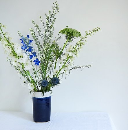 Handmade Ceramic Bottle Vase Midnight Blue - Medium by Libby Ballard