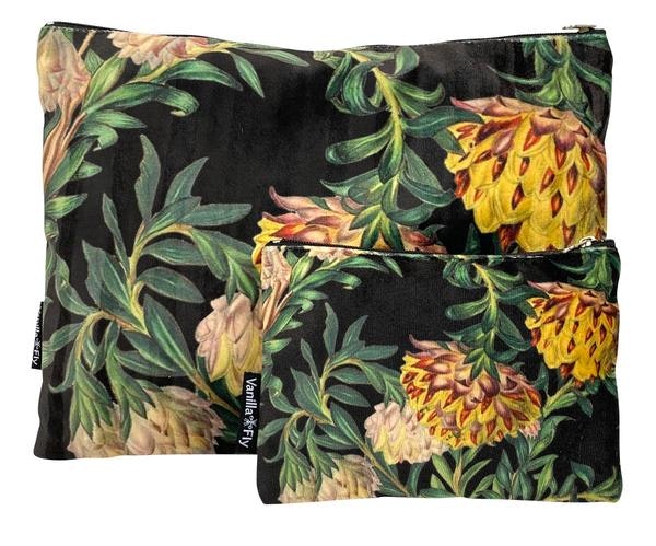 Velvet Makeup Bags And Pouch Fleur Jaune by Vanilla Fly