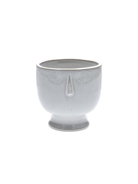 White Glazed Face Pot Cover Large by Gisela Graham
