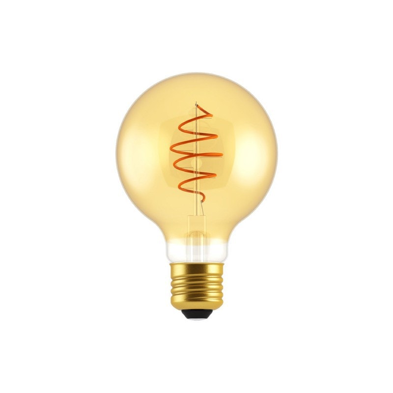 LED Golden Croissant Globe Bulb G80 with Spiral Filament by Creative Cables