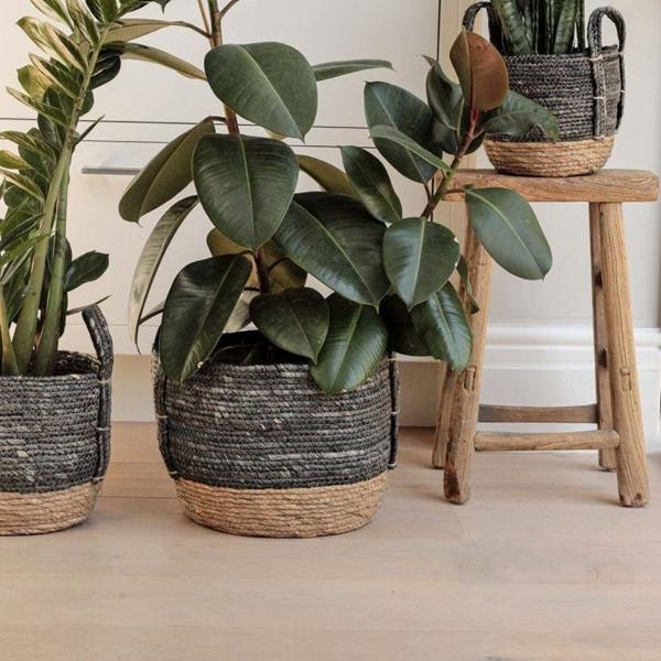 Black And Natural Rustic Basket Large by Biggie Best