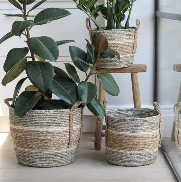 Grey And Natural Rustic Basket Small by Biggie Best