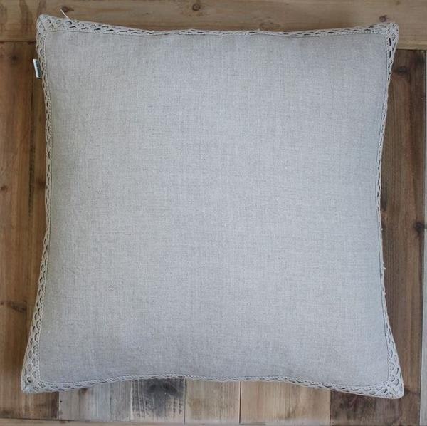 Linen Cushion With Lace Trim by Biggie Best