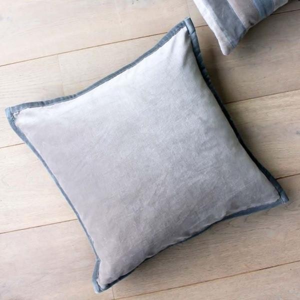 Grey Velvet Piped Cushion by Biggie Best
