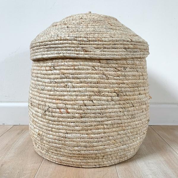 Natural Lidded Basket Large by Light & Living
