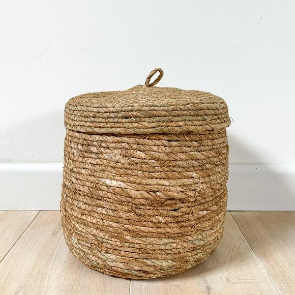 Light Brown Lidded Basket Small by Light & Living