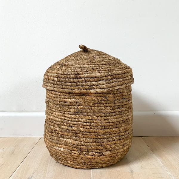 Brown Lidded Basket Small by Light & Living