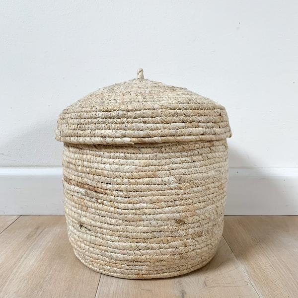 Natural Lidded Basket Small by Light & Living