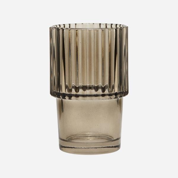 Rills Glass Smoked Grey Set Of 4 by House Doctor