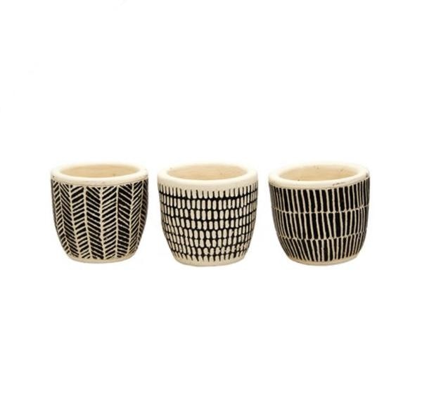 3 X Boho Cement Planter Plant Pot Perfect For Houseplants by Sass & Belle