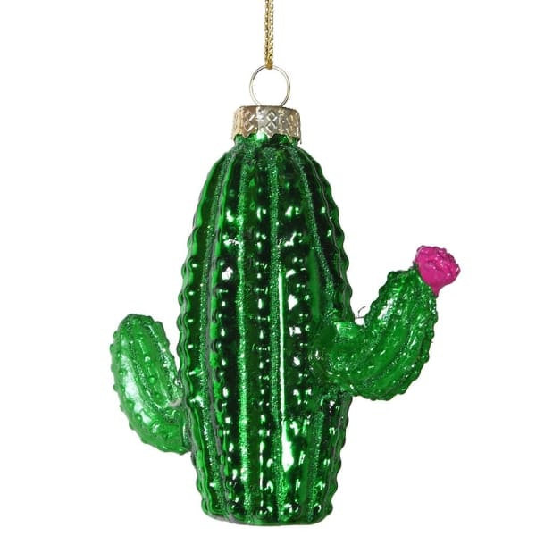 Green Glass Cactus Bauble by