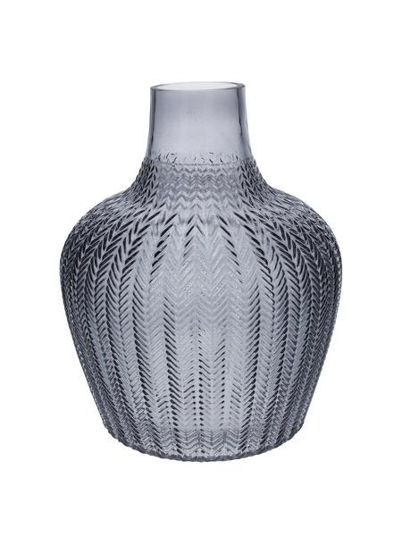 Grey Ribbed Geo Glass Vase Extra Large by Gisela Graham