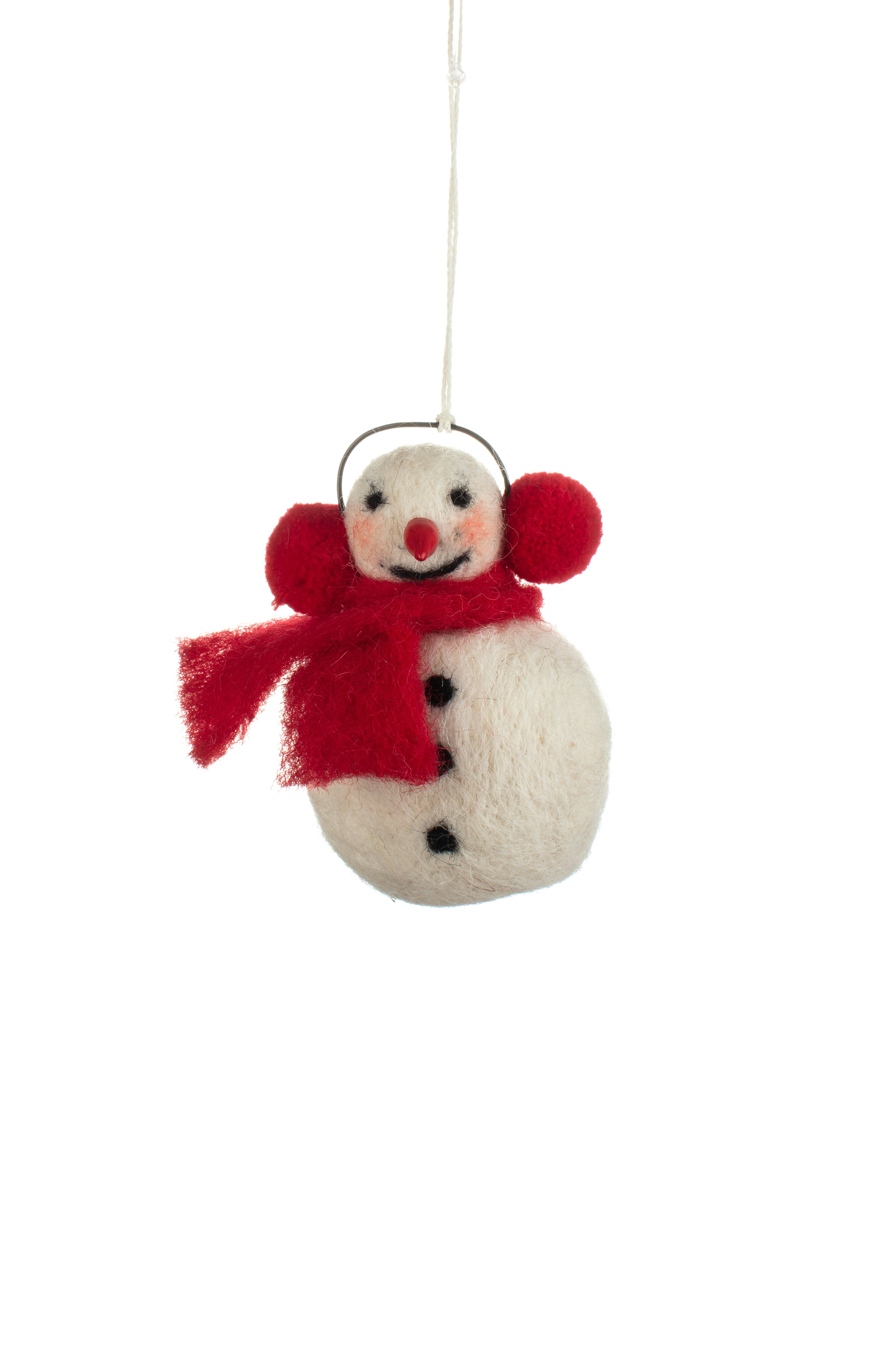 Felt Snowman in Ear Muffs Decoration by Shoeless Joe