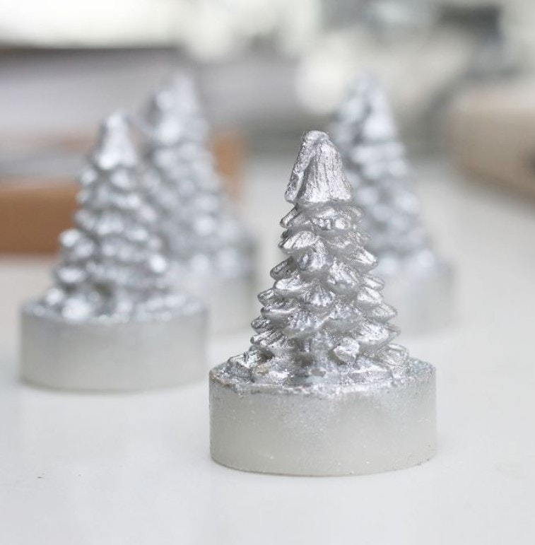 Set of 6 Silver Christmas Tree Tealights by Biggie Best